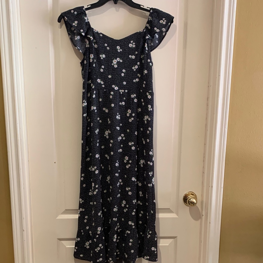 Monteau Los Angeles Floral Dark Navy Blue Dress